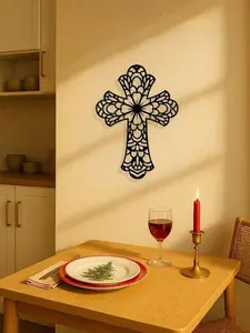 Vintage Iron Cross Wall Art Handmade Rustic Farmhouse Christian Religious Jesus Sculpture Unique Spiritual Housewarming Gift for Men Women Home Bedroom Office Decor