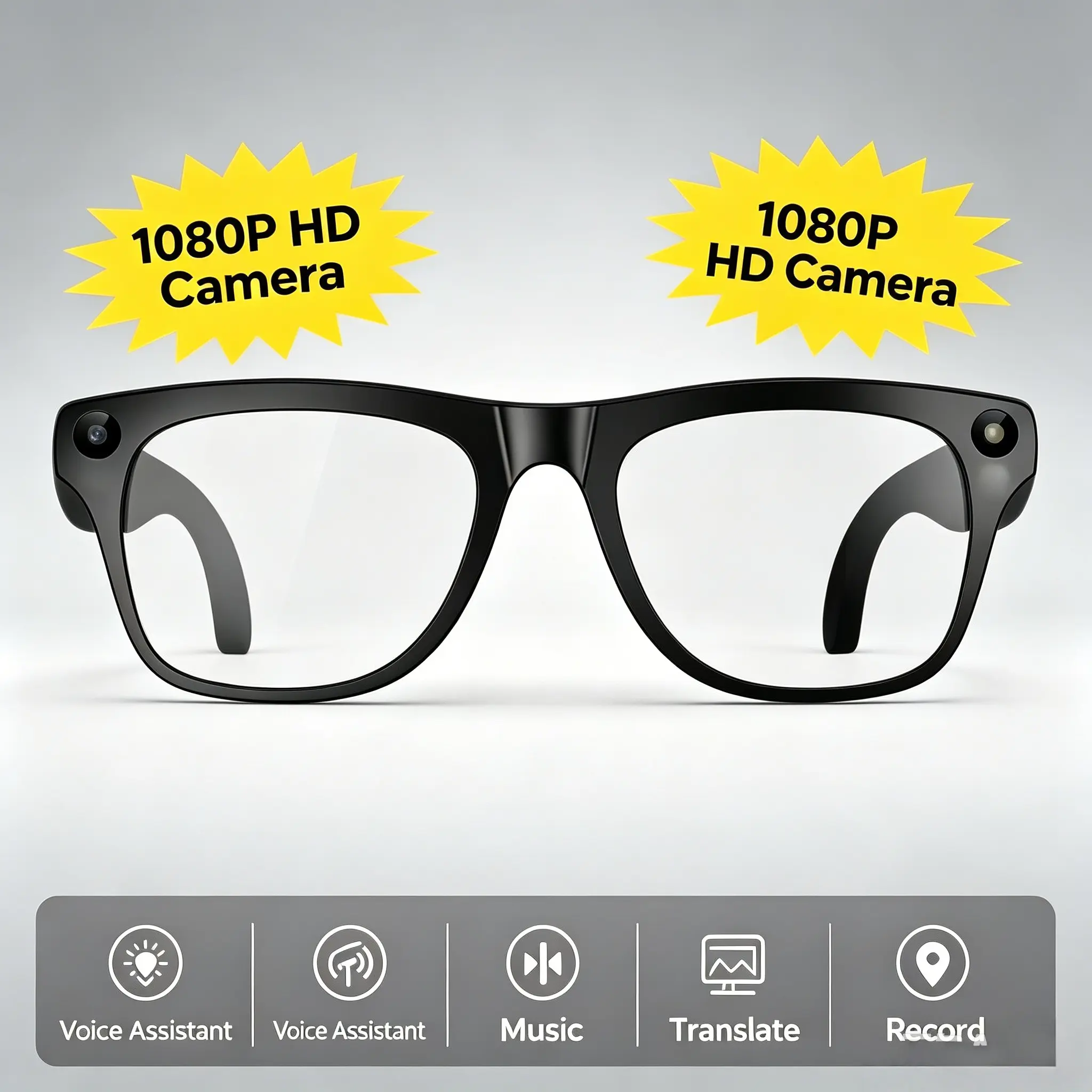 Business Travel Multifunctional Smart Glasses, Bluetooth-compatible Real-Time Call Music, Multilingual Translation Ai, Anti-Blue Light, Dual Mic Noise Reduction