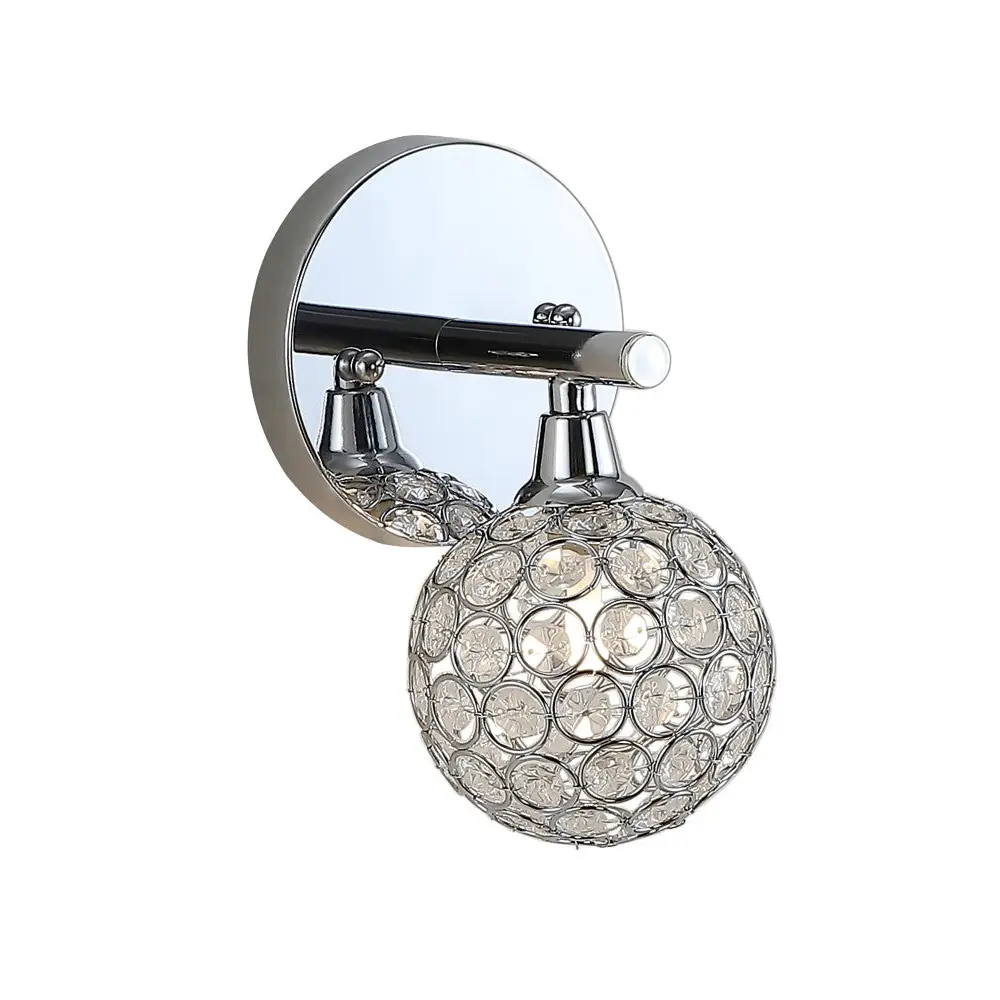 JONATHAN Y Maeve Iron-Glass Contemporary Glam LED Vanity Lamp - Adult Art Deco Bathroom Home Decor Lighting, Chrome Base, Crystal Cut, Eco-Friendly, Non-Smart, Sparkling Gems, 2W/5W LED/25W Type A/9W CFL Compatible, DEHP-Free Setup