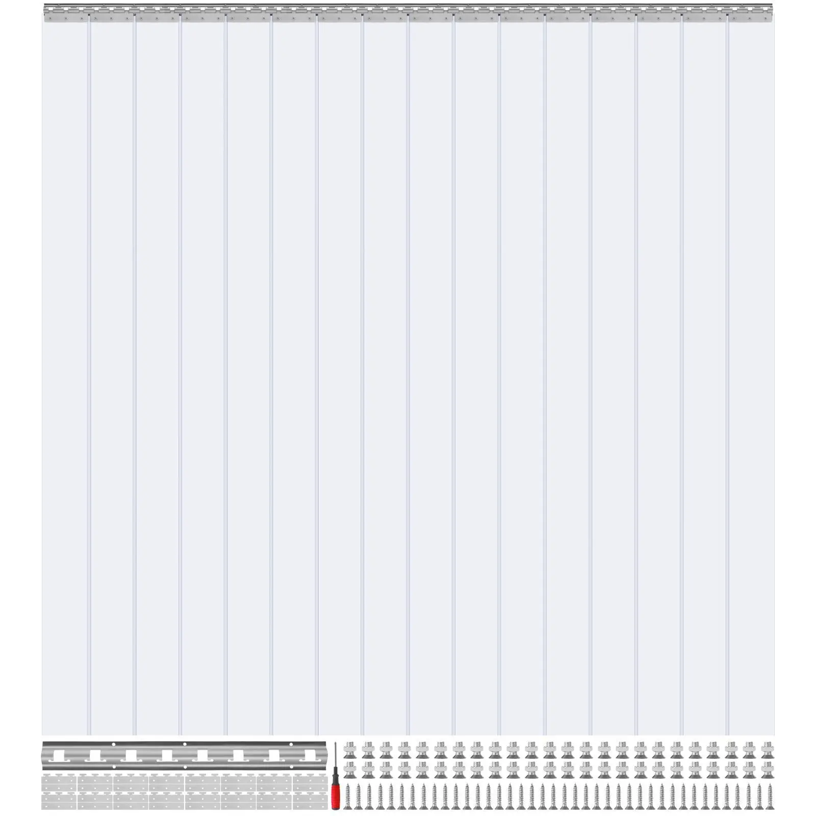 【SummerFinds】VEVOR Strip Curtain 16PCS, 96" Height, 96" Width, 0.08" Thickness, Clear Smooth Plastic Door Strips with 50% Overlap, PVC Strip Door Curtain Freezer Curtain for Warehouses, Walk in Freezers, Coolers