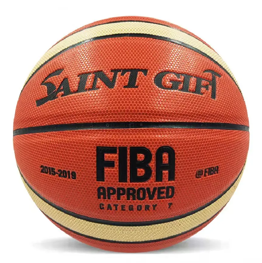 Official Size 7 FIBA Approved Basketball, Durable Rubber Game Basketball for Outdoor Indoor Training