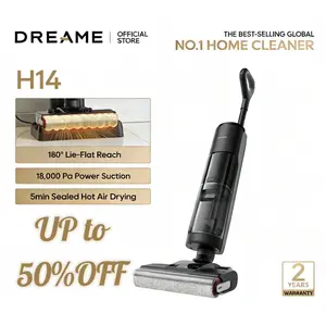 DREAME H14 Series I / H12 Pro FlexReach Vacuum Mop, Wet and Dry Vacuum, 180° Lie-Flat Cordless Vacuum Mop Combo, 140°F Brush Washing, Fast Hot Air Drying in 5 Mins, Great for Sticky Steam Messes Cleaner Self Cleaning System Deep Cleaning Machine