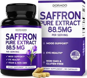 Saffron Supplements for Mood, Energy & Vision Support (3 Month Supply) Pure Saffron Extract 88.5mg Per Serving - Vegan Safe, Gluten Free, Third Party - USA Made (90 Veggie Capsules)