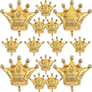 14PCS Crown Balloons Gold Foil Crown Balloon for Birthday Wedding Party Baby Shower Decorations 4 Giant and 10 Mini Size