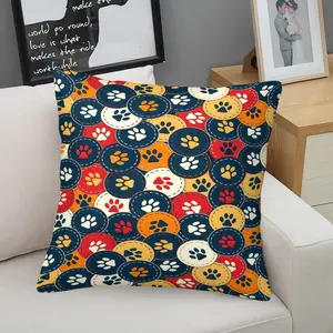 Animal Paw Print Pattern Single-Sided Printed Pillow, 1 Piece Includes Pillow Core, Seasonal Decorative Item, Suitable For Teenagers And Adults, Sofa, Bed, Living Room, Dormitory Scene
