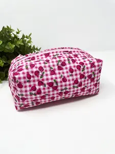Cherries Quilted Makeup Bag