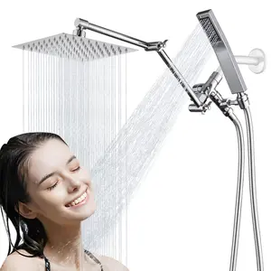 12" Rain Shower Head, All Metal Square with Handheld Spray Combo, Bathroom Fixture