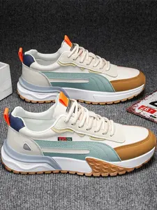 Mens Shoes, Colorblock Lace Up Front Low Top Workout Sneakers, Outdoor Sneakers, Comfortable Breathable Sports Running Shoes, Fashionable Casual Sneakers for Daily Wear, Streetwear Shoes for Fall 2025, Trending Sneakers, Shoes for