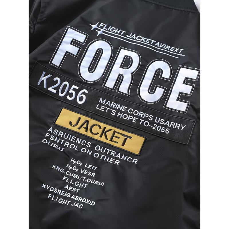 Men's Air Force Themed Letters Embroidery Baseball Collar Jacket, Casual Stylish Long Sleeve Windproof Motor Coat Outdoor Clothes Men's Air Force Themed Letters Embroidery Baseball Collar Jacket, Casual Stylish Long Sleeve Windproof Motor Coat Outdoor Clothes