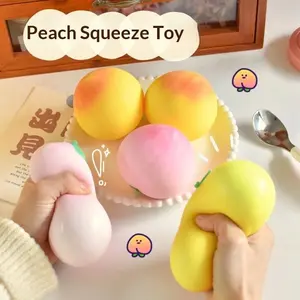 Creative stress-relief simulation yellow peach squeeze toy, slow-rebound stress-relief gadget, decompression toy