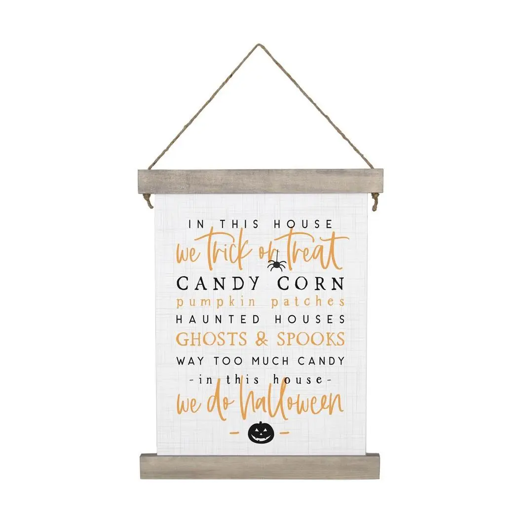 In This House Halloween. Hanging Canvas.
