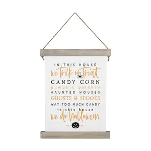 In This House Halloween. Hanging Canvas.
