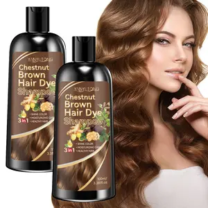 100ml chestnut brown herbal hair dye shampoo, gentle and non irritating herbal extract, hair dye, shampoo and hair care three in one, easy to use, chestnut  brown hair, making hair look healthy and shiny, suitable for both men and women, Hair Products