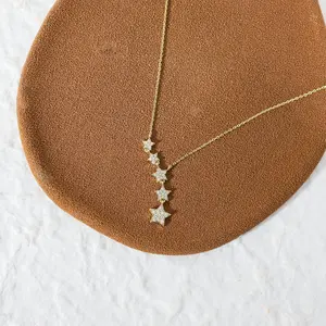 Astoro Trendy Gold Star Y Necklace Minimalist Zircon Pendant Perfect for Daily Wear and Gifts