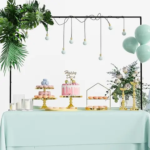Solid Metal Height-Adjustable Over-Table Rod Stand with Clamps - 13"-42" Tall, 29"-98" Length Balloon Arch Stand, Arch for Balloons for Birthday, Party Decorators, Wedding Supplies