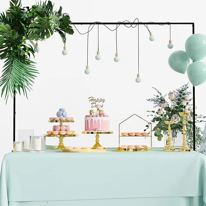 Metal Height Adjustable Over-Table Rod Stand with Clamps - 13"-42" Tall, 29"-98" Length Balloon Arch Hanger for Decorators, Wedding & Party Decor Supplies
