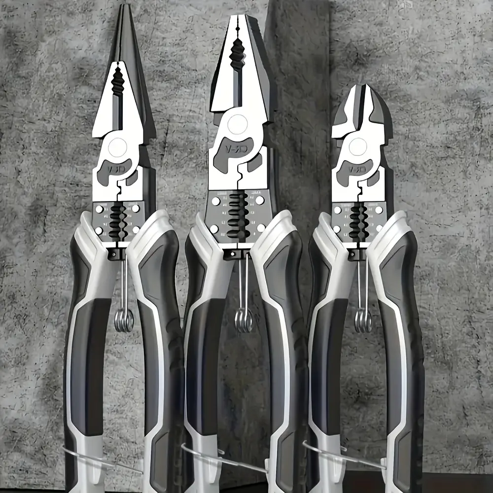 Multi Purpose Wire Stripper Crimping Pliers Wire Cutter Long Nose Pliers Diagonal Side Cutting Pliers 5 in 1 Electrician Tool Set for Electrical Maintenance Wiring Repair Hardware Tasks Durable Ergonomic Handle Professional Hand Tool Kit summerwins