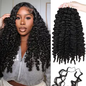 Burmese Curly Crochet Hair Feather Human Hair Extension Miracle Knots Boho Braids Knotless Box Braids 4 To 5 Pcs For Full Head