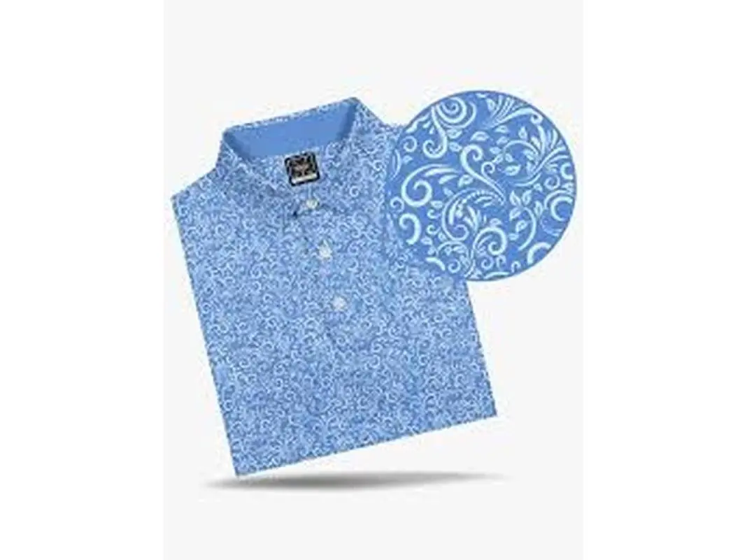 DEOLAX Brand- Men's Sky Blue Paisley Performance Polo Shirt