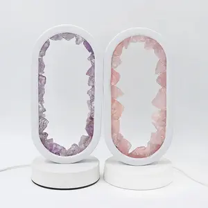 Wholesale Healing Natural crystal table lamp Ornament Carving Crystal Gravel Night Light For Decor easy storage
