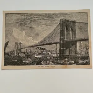 The Great Brooklyn Bridge 1894 Art Engraving SAG4-8