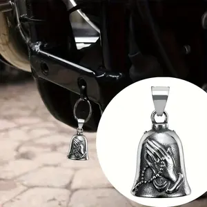 1 motorcycle handle bell pendant, hand of prayer design, guardian knight accessories.