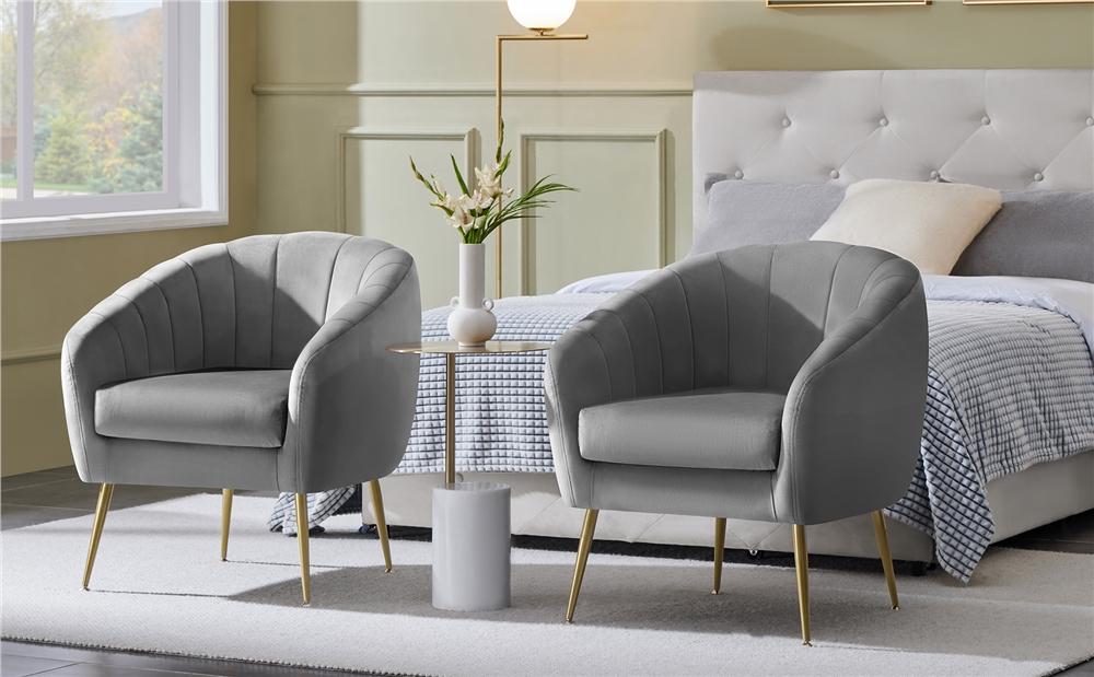 Yaheetech Modern Vanity Chair, Soft Accent Chair with Gold Metal Legs, Tufted Armchair Chaise Lounge for Living Room/Bedroom