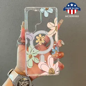 Soft Girl Magnetic Case for Samsung S22/23/24/25 plus ultra, Watercolor flowers Lightweight, Drop-Proof, MagSafe Compatible | Perfect for Teen Girls