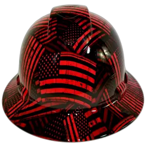 Candy Red Thin Red Line Flag - Custom Hydro Dipped Full Brim Hard Hat