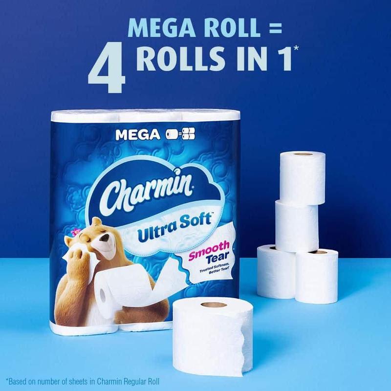 Ultra Soft Smooth Tear Toilet Paper Mega Plus Rolls 12 Count Treated for Softness and Better Tear Experience