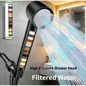 Multi-Spray Handheld Shower Head - High Pressure 3+1 Spray Modes, Detachable ON/OFF Switch, 2PCS Hard Water Filters with Blaster Bean Softener Filter Bead Design, for Pet Bath, Black, Multi-Spray Handheld Showers