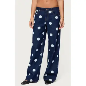 Edikted Women's Leyah Polka Dot Low Rise Jeans