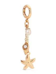 Ettika Oceanside Bikini Charm 18k Gold Plated Waterproof Stainless Steel with Freshwater & Acrylic Pearls 5.25" Starfish Design - Pendants