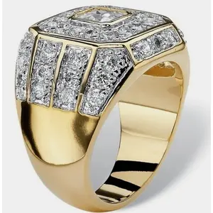 Men's Elegant Inlaid Crystal Design Alloy Ring - Fashion Trend Costume Jewelry, Ideal for Daily Wear & Banquet Party Holiday Gifts