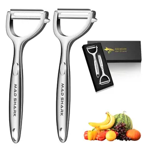 MAD SHARK Stainless Steel Peeler and Skin Scraper – Multi-Purpose Fruit and Vegetable Peeler for Potatoes, Melon, Carrots, and More – Kitchen Essential for Easy Skin Removal – Sharp Blade for Effortless Peeling – Ideal Tool for Home Cooking and Quick Prep