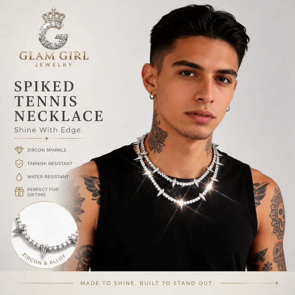 Dark Night Black Panther Full Diamond Tennis Necklace Unisex Hip Hop Fashion Street Trend Accessories Hypoallergenic Luxury Jewelry Gift for Birthday Anniversary valentines gifts for gf valentine gifts for gf eve valentines day gift valentine gift for gf