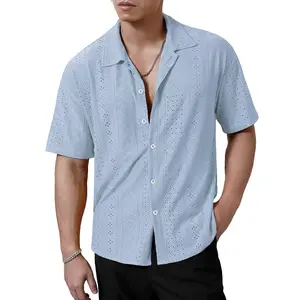 Men’s Solid-Color Short-Sleeve Turn-Down Collar Polo Shirt - Simple Button Design, Elegant Style, Relaxed Contour Fit, Breathable for Everyday Casual Wear