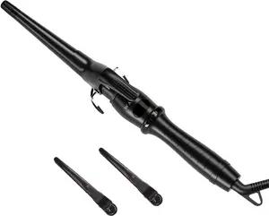 Springtok Professional Curling Iron Tapered Curling Wand 1-1/2" Ceramic Hair Curler, Fast Heat-up, Adjustable Temp, Comfort Curling Wand with LED Display Auto Shut Off and 2 Hair Clips