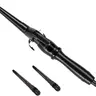 Professional 1.5in Ceramic Tapered Curling Wand - Fast Heat-Up, Adjustable Temp, LED Display, Auto Shut Off, Comfort Grip, Cool Shot Button, 2 Hair Clips, Portable, Pouch - Hair Curlers, Curling Irons for Easy Beach Waves