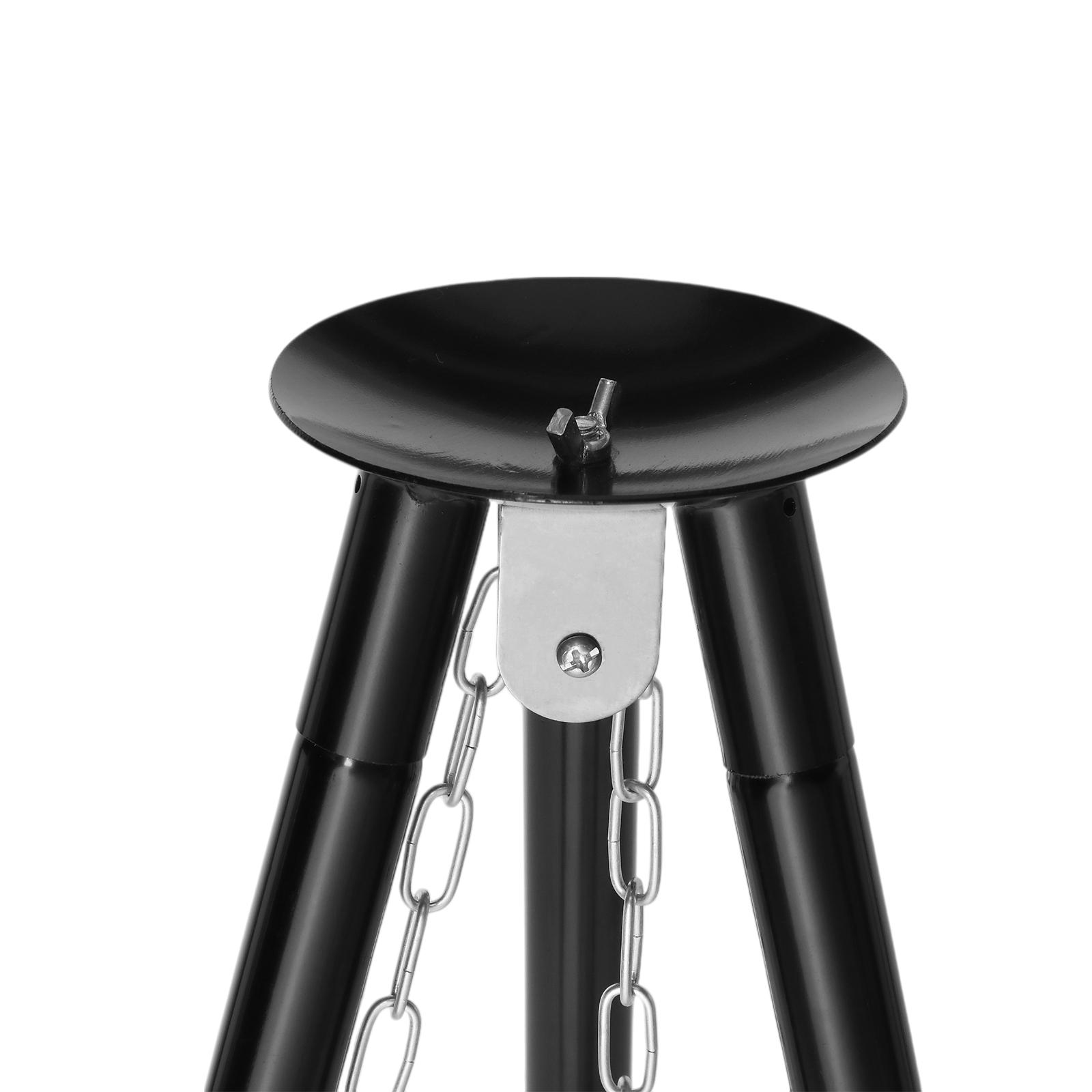 Campfire Tripod Grill, Adjustable Height BBQ Grill Grate with Fire Bowl for Outdoor Camping BBQ, Black