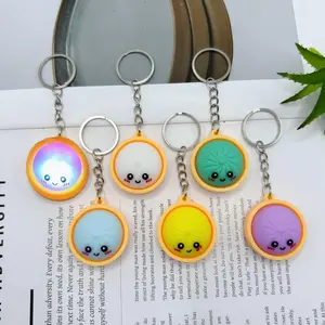 Cute Mini Dumpling Pressable Fidget Keychain - Food-Shaped Charm, Wear-Resistant Stress Relief Toy for Daily Use, Party & Gifting Summervibes