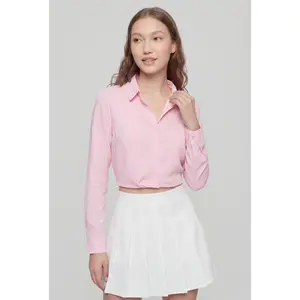 Twist Hem Crop Shirt