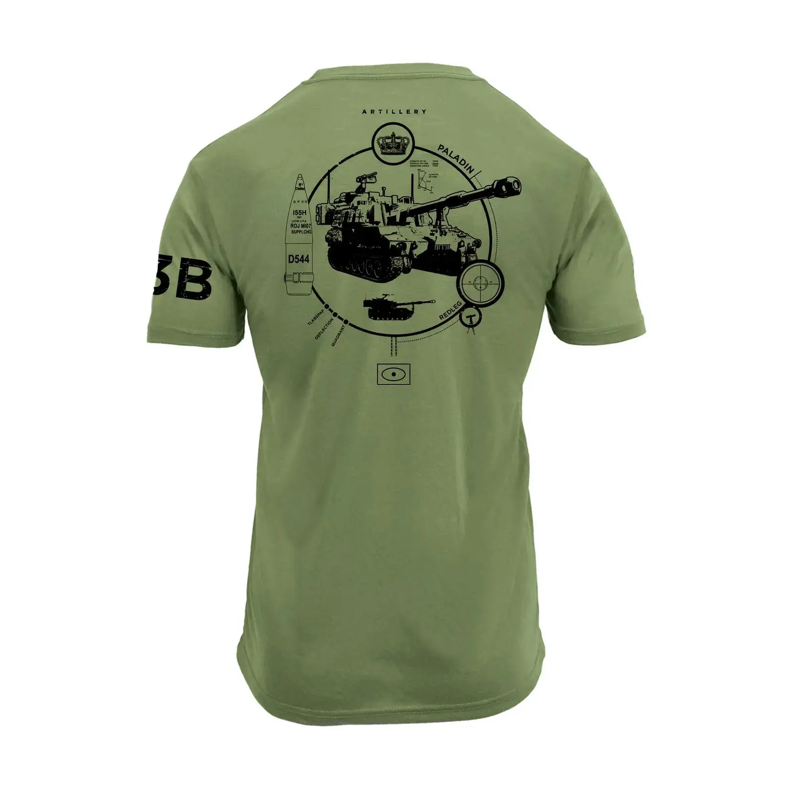 13B M109 Paladin Army T-Shirt, Cannon Crewmember Tee, Military Cotton Classic Top