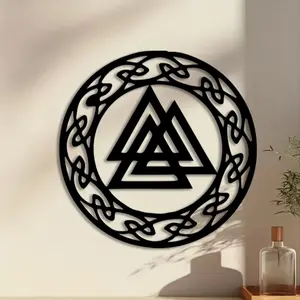 1pc Viking Valknut Metal Wall Art, Norse Mythology, Perfect for Office Wall, Anniversary Gift, Ideal Gift for History Buffs, Durable Metal