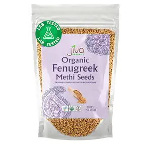Jiva Organic Fenugreek Seeds 7 Ounce – Non-GMO, Gluten Free, All Natural Fenugreek Spice – Organic Fenugreek Seeds for Hair Growth, Cooking & Sprouting - Methi Seeds for Methi Dana Water - Raw & Natural, Product of India