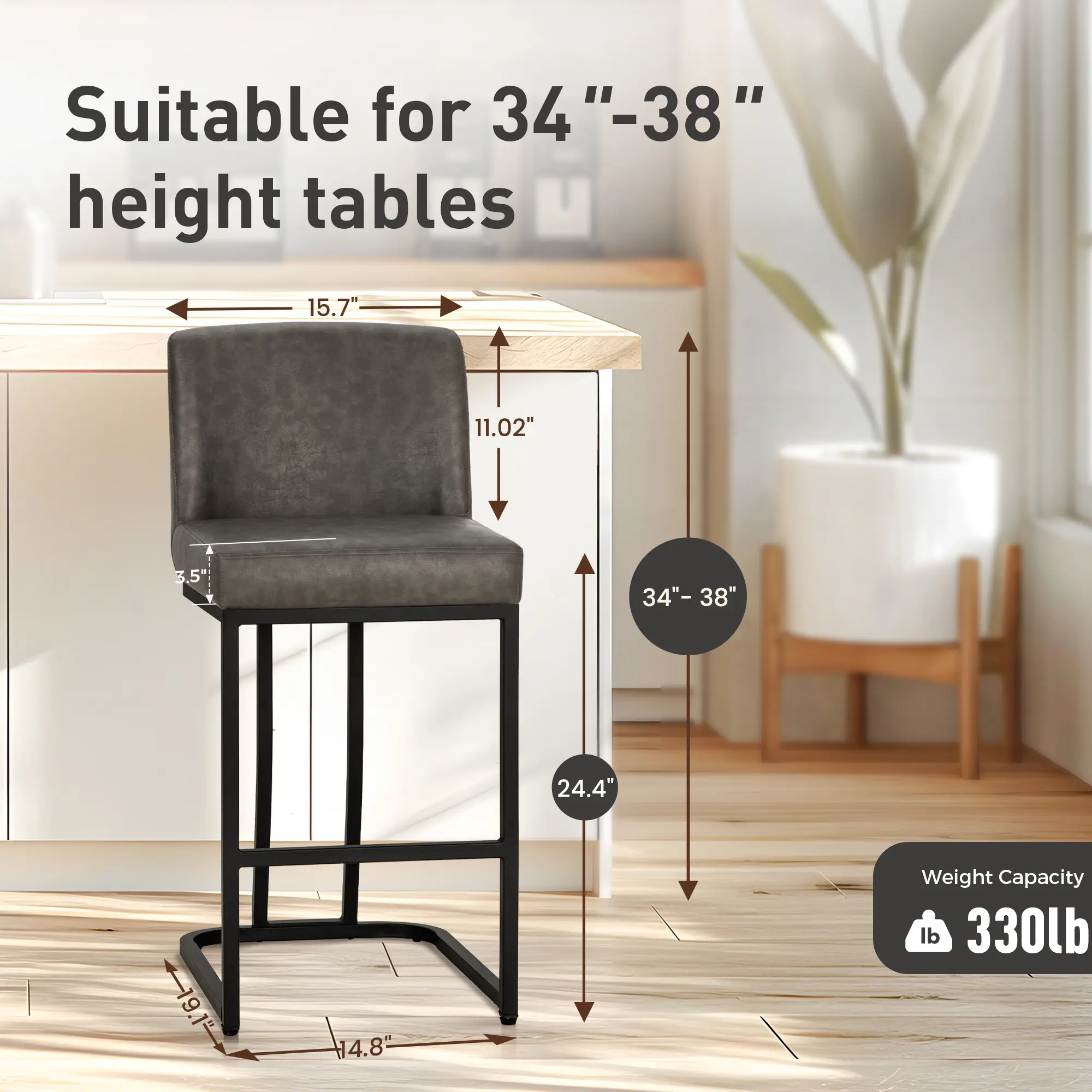 Gray Faux Leather + Black Curved Frame