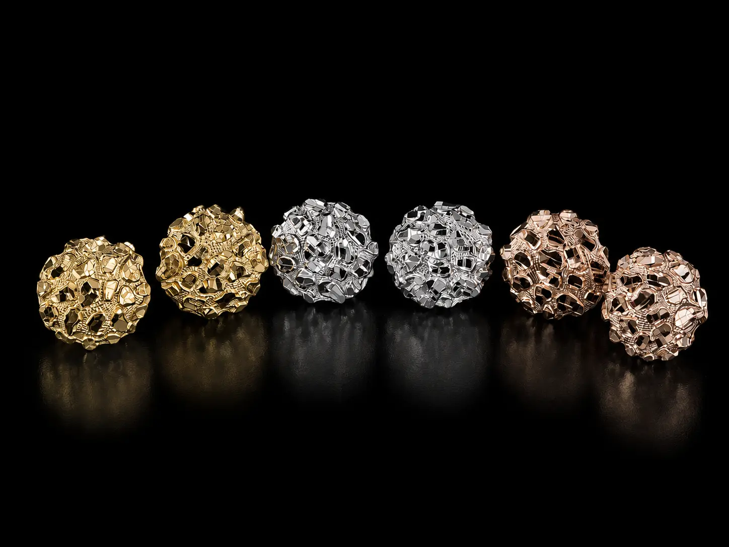 925 Silver Nugget Earrings | Rose Gold