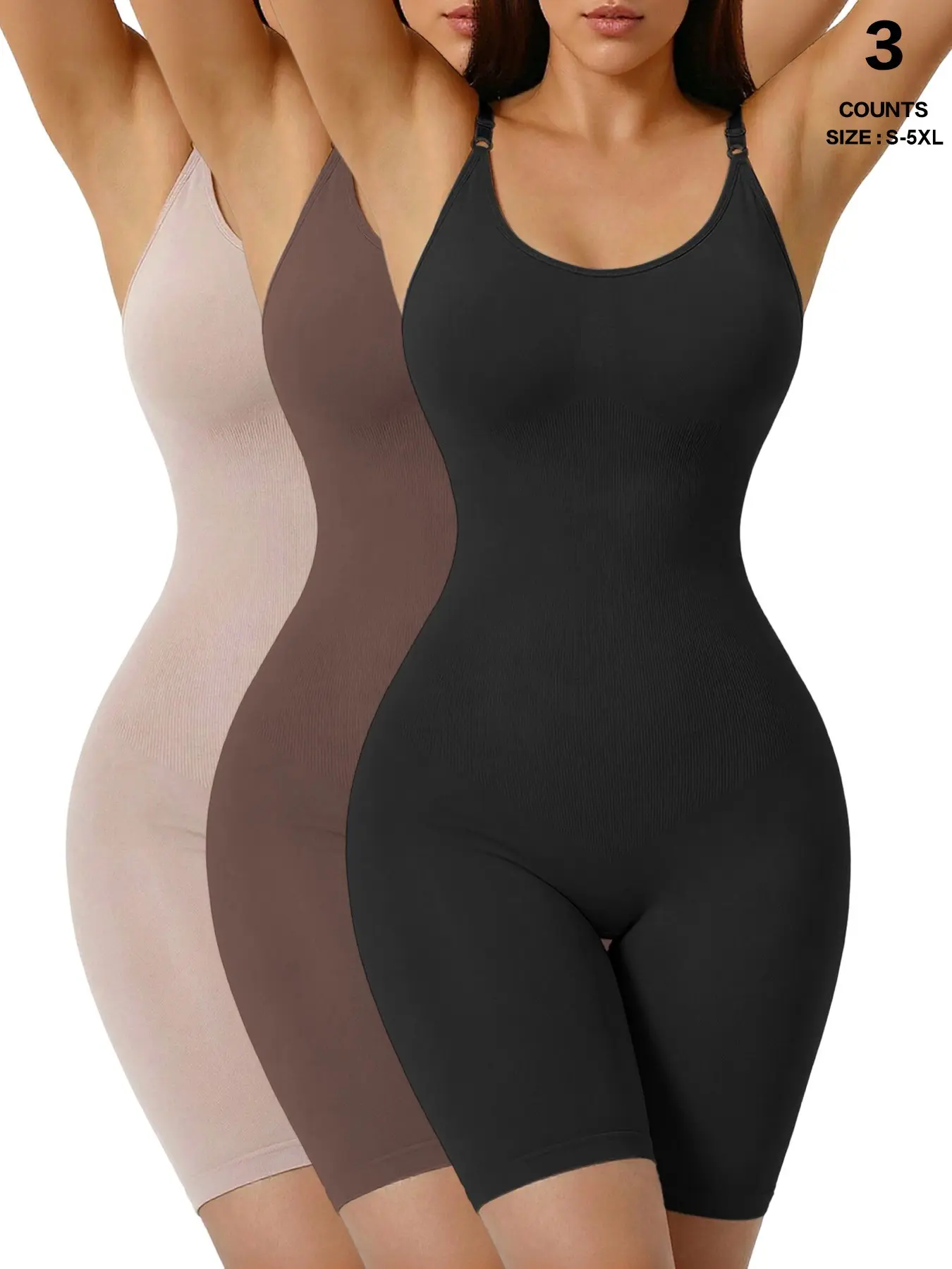 Hourglass Figure Shaping Bodysuit Underwear, Tummy Control & Hip Lifter, Seamless Smooth Solid Shapewear for Under Dresses, Casual Everyday All-Season Romper