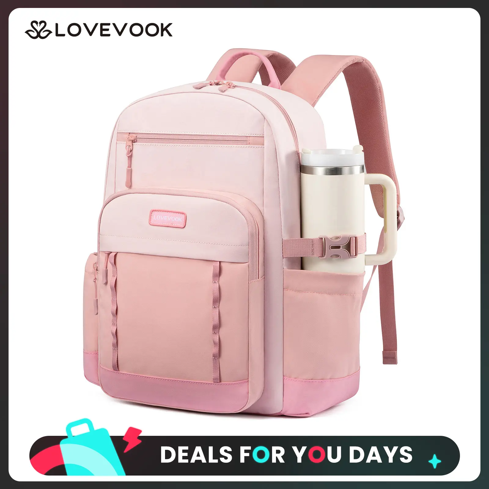 LOVEVOOK Laptop Backpack for Women with Large Cup Holder,15.6 Inch DIY Design Travel Work Backpack Computer Laptop Bag,Waterproof Nurse Teacher College Backpack Purse,Gifts for Women Men