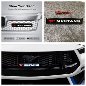 LED Illuminated Front Grille Emblem Light Waterproof Easy Installation Car Grill Badge Compatible with Ford Mustang 2005-, All Models Gt Ecoboost Shelby Gt350 Gt500 Boss 302 Mach 1 Vehicle Exterior Decoration